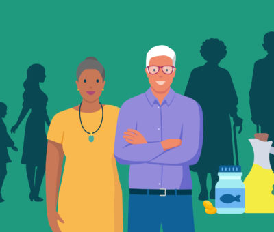 Grafische Darstellung der Bedeutung von Omega-3-Fettsäuren auf das gesunde Altern und die Langlebigkeit